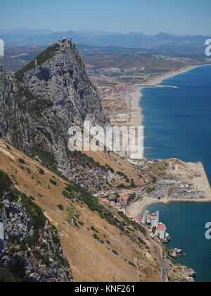 Blick von oben auf den Felsen von Gibraltar Stockfoto