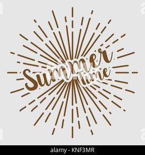 Sommer text Typografie sun circle Retro Vintage Design Stock Vektor