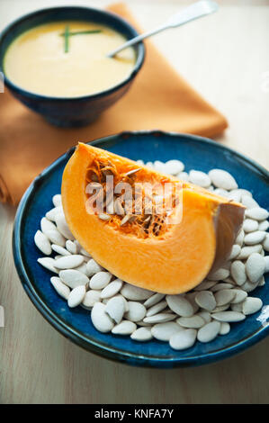 Kürbis creme Suppe. Stockfoto