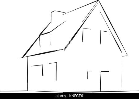 Generische Stadthaus vektor Skizze. Outline Version. Sehr einfach, aber dynamische Zeichnung. Stock Vektor