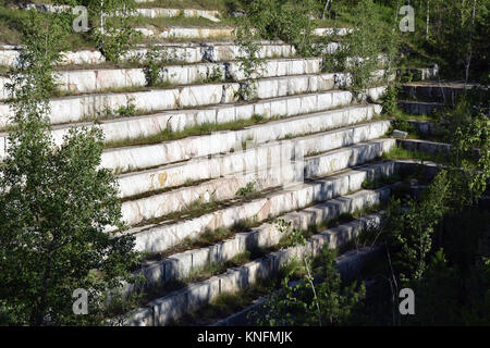 Südlich von Novossibirsk in Sibirien, im Steinbruch in der Nähe des Dorfes Iskitim wurde ein Gulag Lager, heute abandonned. Stockfoto