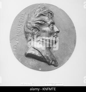 Dieses Bronzemporträt von Pierre Jean David d’Angers aus dem Jahr 1828 zeigt Claude Antoine Gabriel de Choiseul, Duc et Pair de France, in einer einzigen Form gegossen, um detaillierte Bilder zu erfassen. Stockfoto