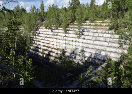 Südlich von Novossibirsk in Sibirien, im Steinbruch in der Nähe des Dorfes Iskitim wurde ein Gulag Lager, heute abandonned. Stockfoto