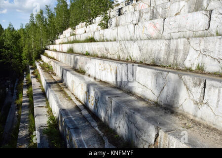 Südlich von Novossibirsk in Sibirien, im Steinbruch in der Nähe des Dorfes Iskitim wurde ein Gulag Lager, heute abandonned. Stockfoto