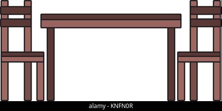Holztisch, Stuhl esszimmer Möbel leer Symbol Stock Vektor