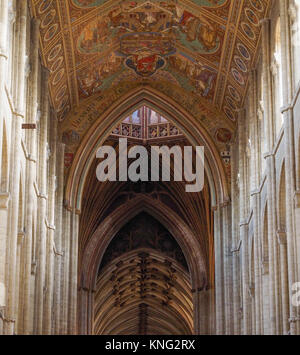 Kirchenschiff DECKENELEMENTE, die Geschichte des Menschen, Ely Cathedral, Ely, Cambridgeshire Stockfoto