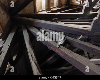 Interne UNTERSTÜTZUNG TIMBERS HINTER DEN KULISSEN DER LATERNE, achteckigen Turm, die Kathedrale von Ely, Ely, Cambridgeshire Stockfoto