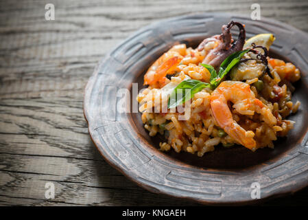 Meeresfrüchte-paella Stockfoto