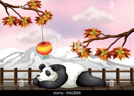 Abbildung: einen schlafenden Bären und einem Snow Mountain Stock Vektor