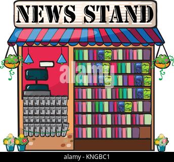 Ausführliche Darstellung der Zeitung Shop auf wite Stock Vektor