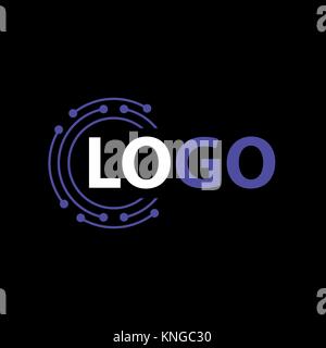 Modern und einfach Vector Illustration eines Logo. Abstrakte flachbild Bild mit Kreisen und Linien auf schwarzem Hintergrund. Stock Vektor