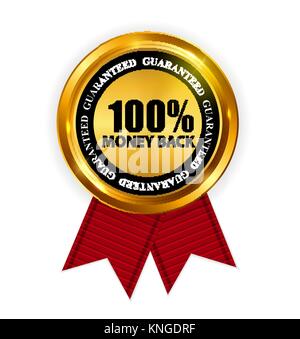 Gold Label 100% Geld-zurück-Vorlage. Vector Illustration Stock Vektor