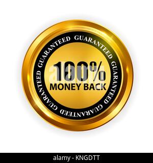 Gold Label 100% Geld-zurück-Vorlage. Vector Illustration Stock Vektor