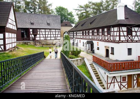 Schloss mit Open-air Museum, Dorf Seeberg Ostroh, Karlsbad, Tschechische Republik Stockfoto