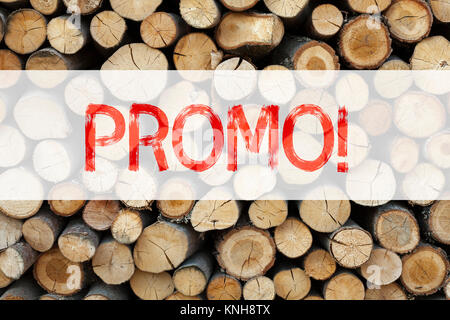 Konzeptionelle Ansage Bildunterschrift Inspiration zeigen Promo Business Konzept für Promo Sonderangebot Shopping Produkt Promotion auf hölzernen Hintergrund Stockfoto