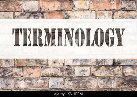 Konzeptionelle Ansage Bildunterschrift Inspiration zeigen Terminologie. Business Konzept für Medizinische legalistischen Terminologische auf alten Ziegel geschrieben zurück Stockfoto