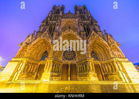 Notre Dame Kathedrale von Reims, Champagne, Frankreich. Stockfoto