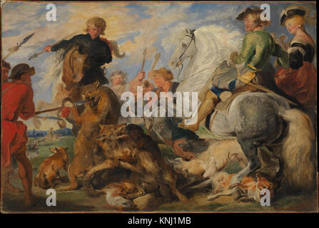 Kopie nach Rubens „Wolf and Fox Hunt“ – Gemälde von Sir Edwin Henry Landseer Stockfoto