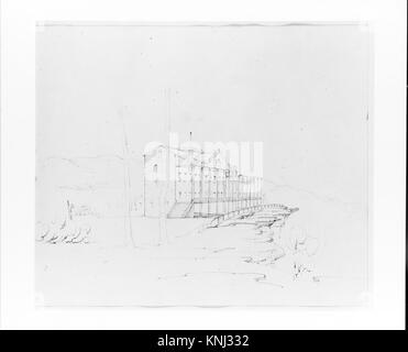 Catskill Mountain House (aus Sketchbook), Künstler: John William Casilear (amerikanisch, New York 1811–1893 Saratoga Springs, New York), Datum: 1834, 1838, amerikanisch, Mittel: Graphit auf gewebtem Papier Stockfoto