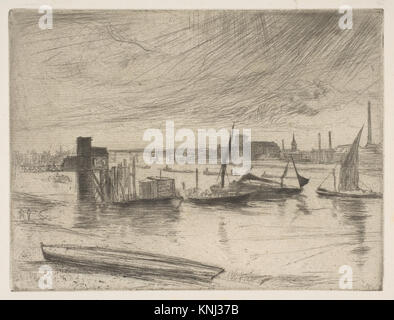 Am frühen Morgen: Battersea (Battersea Dawn) (Cadogan Pier), Druck des amerikanischen Malers und Druckerherstellers James McNeill Whistler (1834-1904), 1859 Stockfoto