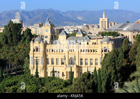 Blick auf das Rathaus von Malaga (1919) Malaga, Spanien Stockfoto