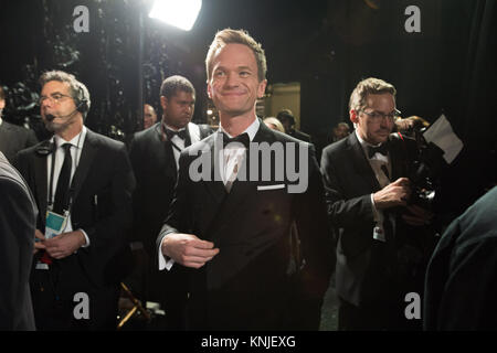 HOLLYWOOD, CA - 22. Februar: Oscar® Host Neil Patrick Harris backstage während des Live ABC Telecast der 87 Oscars® auf der Dolby® Theater in Hollywood, CA am Sonntag, den 22. Februar, 2015. Stockfoto