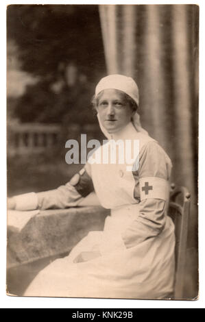 Edith Johnson im Jahr 1917, trug ihr VAD einheitliche (freiwillige Hilfe Distanz) die Krankenschwester Stockfoto