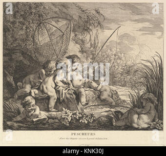 Kinder Angeln, Printmedien, Pierre Alexandre Aveline, nach Francois Boucher Stockfoto