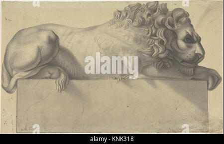 Zeichnung nach einer Lithographie eines Liegenden Löwen, nach italienischem neoklassischem Bildhauer Antonio Canova (1757-1822), unbekanntes Datum Stockfoto