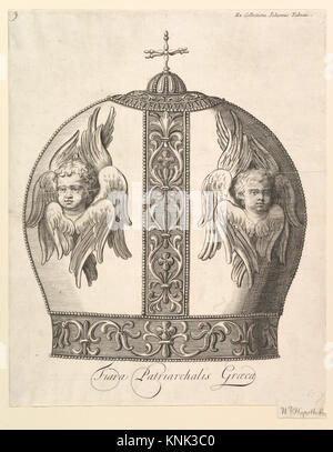 A Greek Patriarchal Crown Tiara Patriarchalis Graeca (Aubry de La Mottraye's reist durch Europa, Asien und in einen Teil von Afrika..., London, 1724, Vol. I, Platte 9) Stockfoto