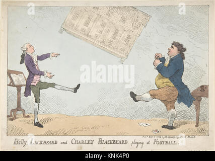 Billy Lackbeard und Charley Blackbeard spielen bei Football Künstler: Thomas Rowlandson (britisch, London 1757–1827 London), Herausgeber: William Humphrey (britisch, 1742?–1814), Betreff: William Pitt (britisch, 1759–1806), Betreff: Charles James Fox (britisch, 1749–1806), 1784 Stockfoto