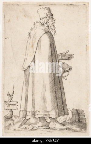 Kostümplatte - Bärtiger Mann aus Spanien Künstler: Graviert von Enea Vico, Italienisch, Parma 1523-1567 Ferrara, Kostümplatte: Bärtiger Mann aus Spanien, ca. 1557-58, Gravur Stockfoto