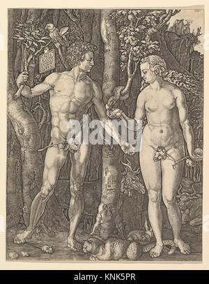 Adam und Eva Print, Jan (Johannes) Wierix, nach Albrecht Dürer, 1566 Stockfoto