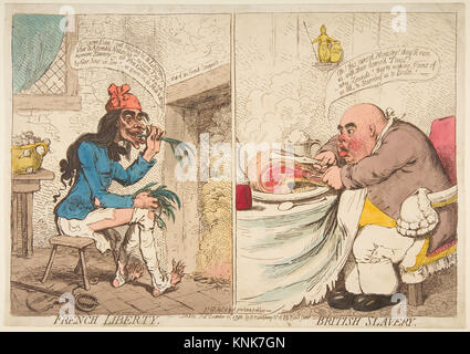 French Liberty British Slavery von James Gillray (britisch, London 1756–1815 London) 1792, handfarbige Ätzung Stockfoto