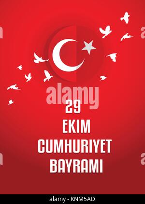 Vector Abbildung 29 Das ekim Cumhuriyet Bayrami, Tag der Republik Türkei Stock Vektor