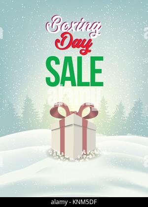 Boxing Day sale. Weihnachten Werbung Freistellungsmaske Box und Eps 10. Färbung, Blau, Grau, Rot bubble und Bälle. spezielles Plakat Stock Vektor