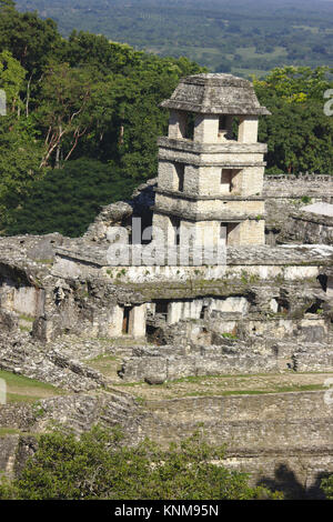 Palenque, Turm des Schlosses, Chiapas, Mexiko Stockfoto