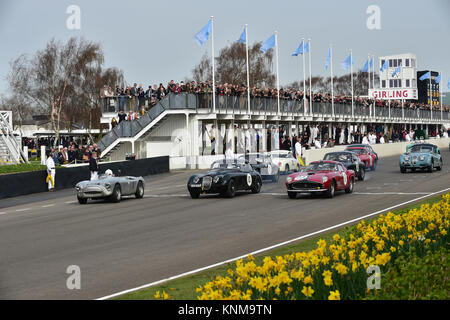 Tony Blick Trophäe, Andy Schäfer, AC Ace Bristol, Andrew Keith Lucas, Jaguar XK 150, 150 EKF, Max Girardo, Ferrari 250 GT Tour de France, 72 Mitglieder M Stockfoto