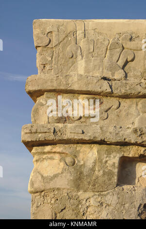 Ruinen von Tulum, Tempel der Fresken, Mexiko Stockfoto