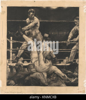 Dempsey Through the Ropes, Künstler: George Bellows (American, Columbus, Ohio 1882–1925 New York), 1923, Medium: Lithographischer Buntstift auf Papier Stockfoto