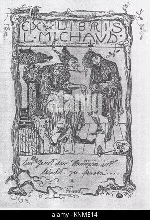 Ex Libris L. Michaud, Künstler: Paul Klee (geboren in der Schweiz), Münchenbuchsee 1879–1940 Muralto-Locarno, 1901, Medium: Ätzen Stockfoto