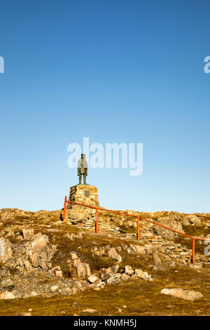 Bonavista, Neufundland, Kanada - 2 November, 2017: Statue von John, oder Giovanni, Cabot am Landfall Municipal Park auf dem Gelände der Nordamerikanischen eine neue Rolle für Stockfoto