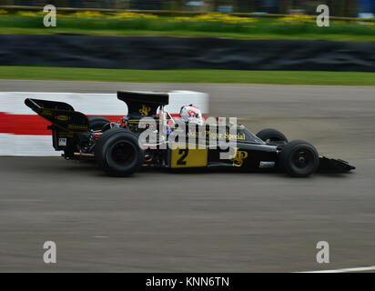 Katsuaki Kubota, Lotus-Cosworth 72, das Feld F1 Autos, Goodwood 73 MM März 2015, 73rd, 73 Mitglieder treffen, Aktion, Chris McEvoy, CJM Photograp Stockfoto