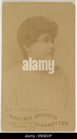 Eine Zigarettenkarte mit Marie Jansen aus der Serie Schauspieler und Schauspielerinnen (N45, Typ 6) für Virginia Brights Cigarettes, Teil der MET-Sammlung, zeigt ein fotografisches Porträt. Stockfoto