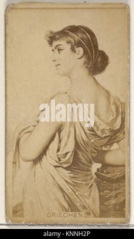 Porträtkarte von Griechen aus der Serie Schauspieler und Schauspielerinnen (N45, Typ 8) für Virginia Brights Zigaretten, katalogisiert vom Metropolitan Museum of Art Stockfoto