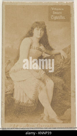 Eine Zigarettenkarte mit der Schauspielerin Miss Carroll, nummeriert 720, aus der Schauspielerserie (N45, Typ 2) für Virginia Brights, die ihr Porträt und ihre Seriendetails zeigt. Stockfoto