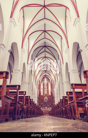 HANOI, VIETNAM - März 08., 2017. Interioir St Joseph's Cathedral in Ha Noi, Vietnam. Stockfoto