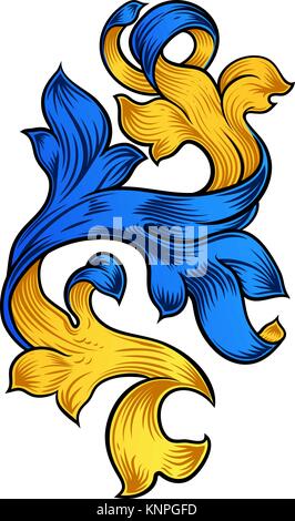 Blättern Muster FILIGRANEN floralen Heraldik Design Stock Vektor