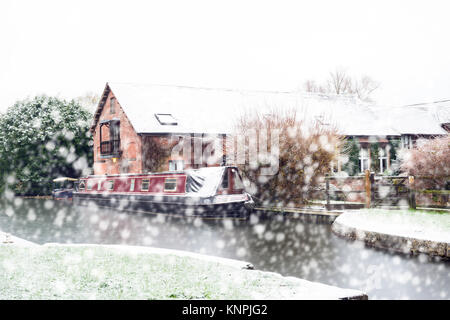 Southcote Mühle in einem Schneesturm Stockfoto