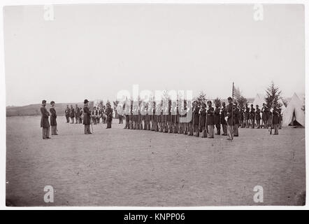 Foto von nicht identifizierten Regimentern aus dem Brady-Album, Seite 156, MET-Katalog DP70725 267951, mit Militärpersonal und historischer Dokumentation. Stockfoto